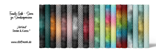 Ep BIO French Terry - Karogrunge Verlauf " Sea/Yellowstone "